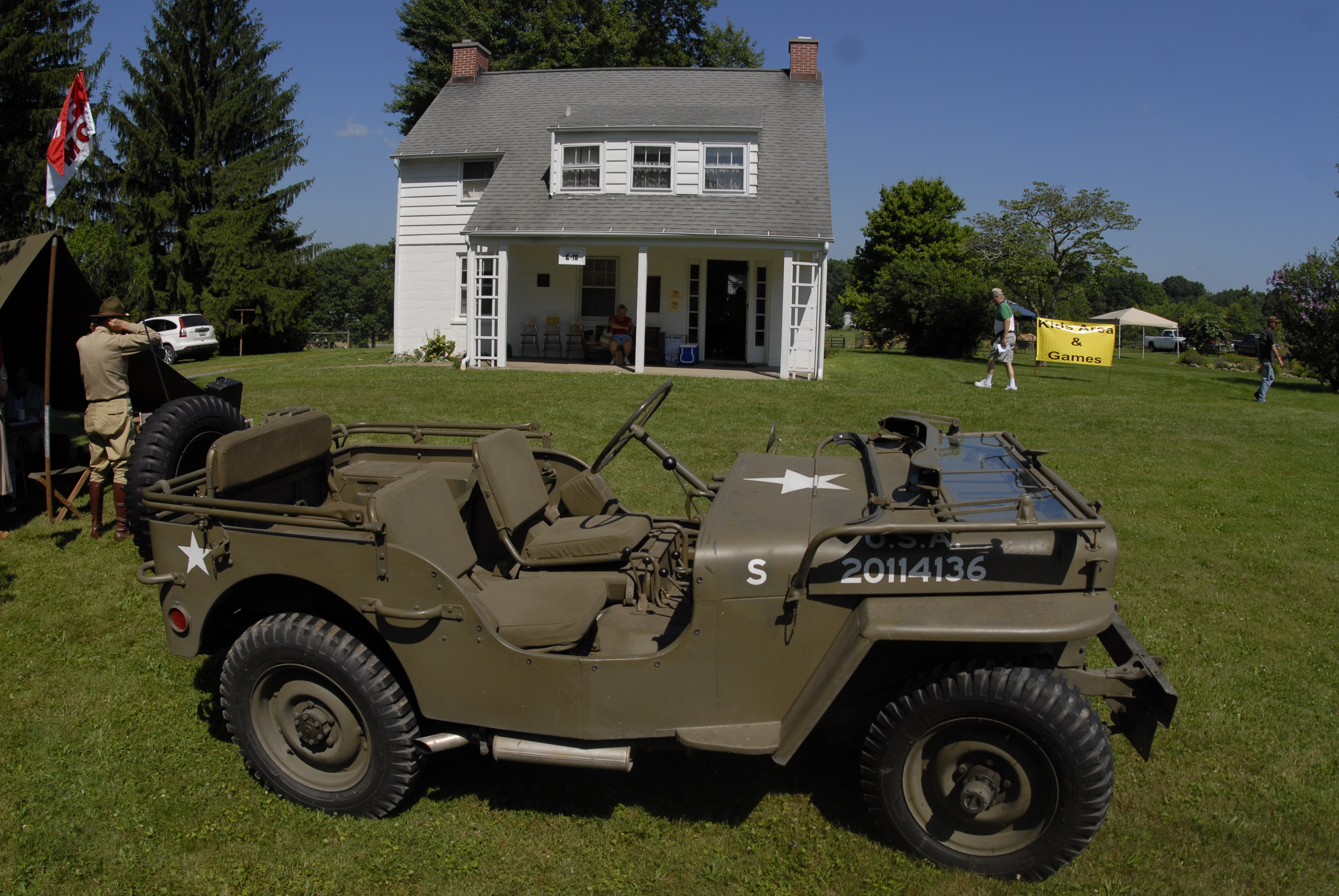 WWII Jeep at the New Deal Festival in front of the E-15 homestead